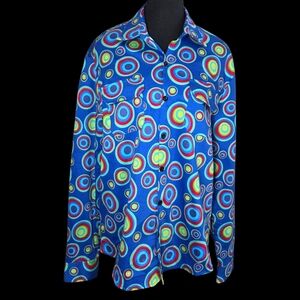 Jogal Colorful Circle Pattern Button Down Shirt Size L